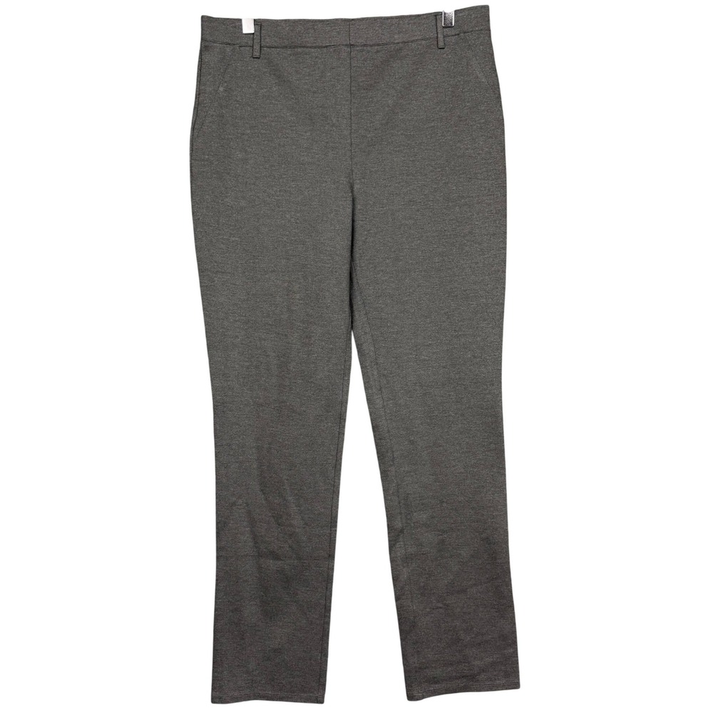 Quince Pants Women Large Tall Grey Ultra Stretch Ponte Straight Leg Charcoal NWT